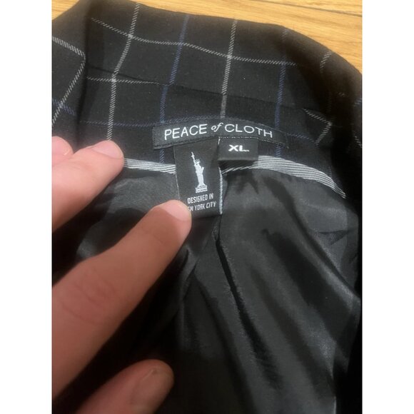 PEACE OF CLOTH Black/Blue Checkered BLAZER  -Extra Large XL - Picture 2 of 12